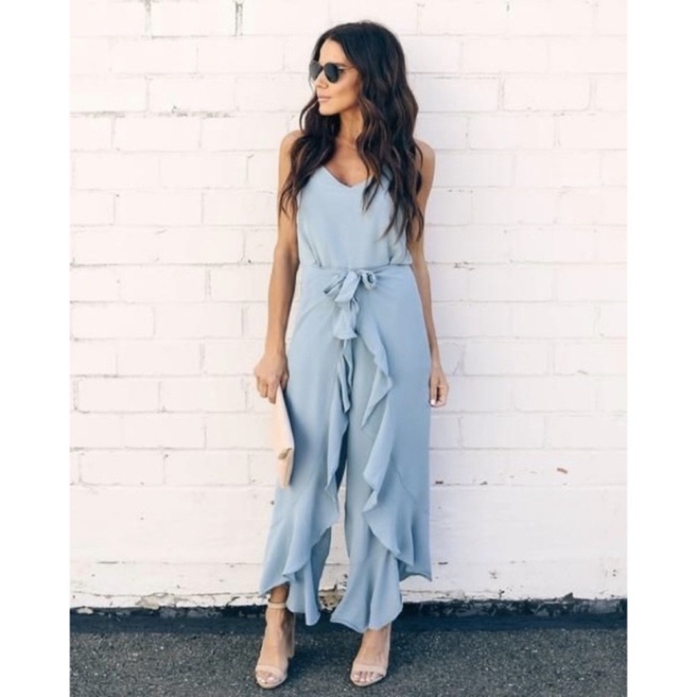 Blue ruffle jumpsuit